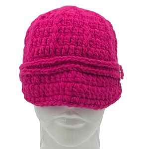 Women's Pink Knit Newsboy Winter Hat Beanie